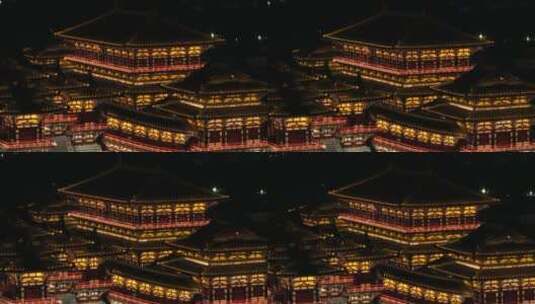 洛阳隋唐洛阳城遗址夜景航拍高清在线视频素材下载