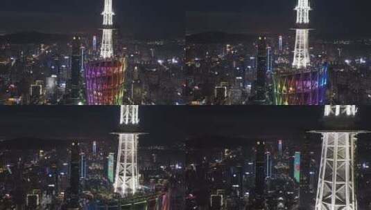 广州塔cbd夜景航拍-3高清在线视频素材下载