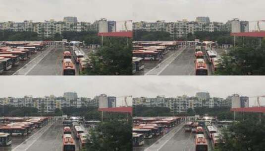 城市 公交车站 车流 交通 延时摄影高清在线视频素材下载