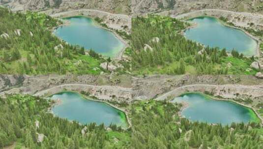 航拍森林湖泊风景高清在线视频素材下载