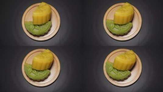 双色冰皮月饼中秋甜品甜点高清在线视频素材下载