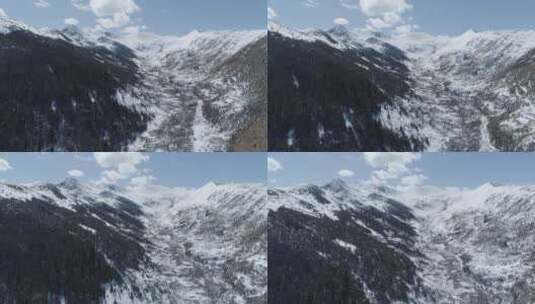 川西航拍雪山空谷风景高清在线视频素材下载