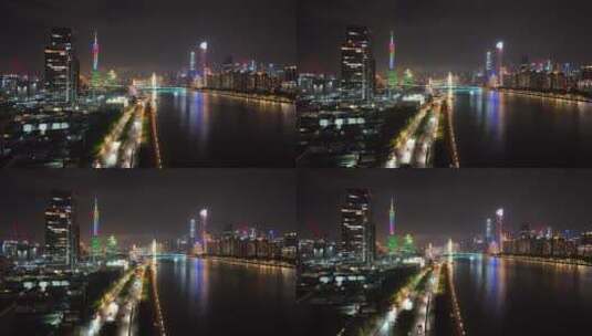 珠江夜景航拍高清在线视频素材下载