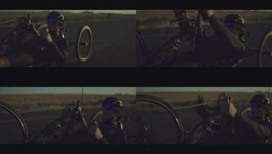 残疾运动员用手骑自行车高清在线视频素材下载