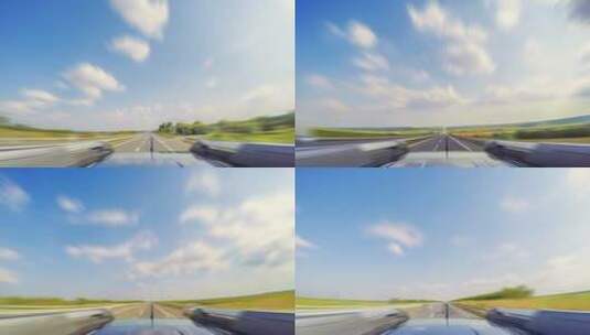 在高速公路上快速行驶的第一视角高清在线视频素材下载