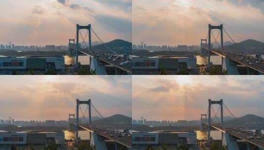 厦门海沧大桥4K日落延时高清在线视频素材下载