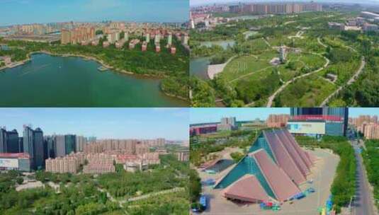昌吉市滨湖河景观带高清在线视频素材下载