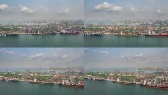航拍沿海码头集装箱港口高清在线视频素材下载