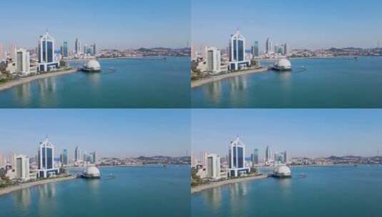 航拍青岛前海一线城市景观 4k高清在线视频素材下载