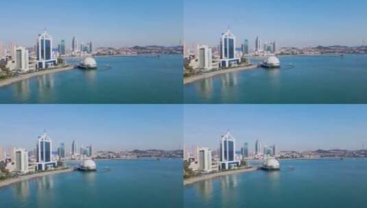 航拍青岛前海一线城市景观 4k高清在线视频素材下载