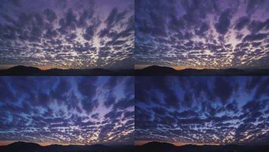 天黑晚霞乡村山脉天空云朵延时紫色夜晚天空高清在线视频素材下载