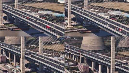 跨江大桥上的车流高清在线视频素材下载