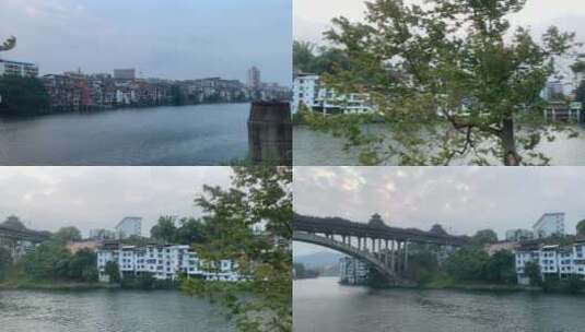 旅游时去广西柳州三江风雨桥旅游拍摄高清在线视频素材下载