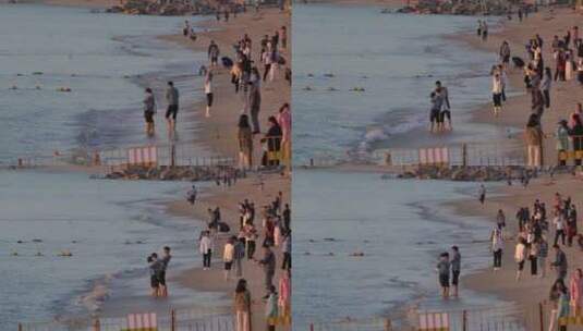 深圳较场尾海边沙滩上休闲的人们视频高清在线视频素材下载