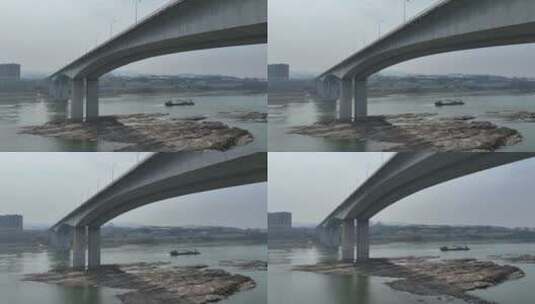 重庆石洞长江大桥航拍高清在线视频素材下载