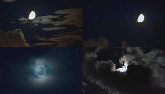 夜晚月亮多组镜头高清在线视频素材下载