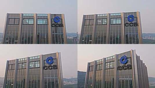 深圳建行大厦logo右环绕高清在线视频素材下载