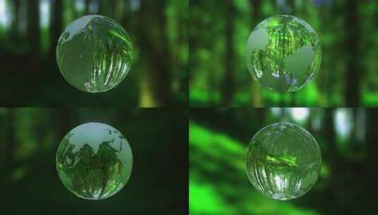 旋转的绿色水晶地球水珠地球地图高清在线视频素材下载