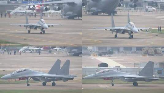 4K超稳：中国航展歼-16战斗机地面滑行高清在线视频素材下载