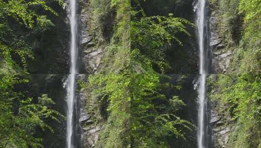 航拍春天大山瀑布自然风光高清在线视频素材下载