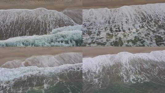 海浪沙滩海浪拍打沙滩航拍旅拍素材潮汐高清在线视频素材下载