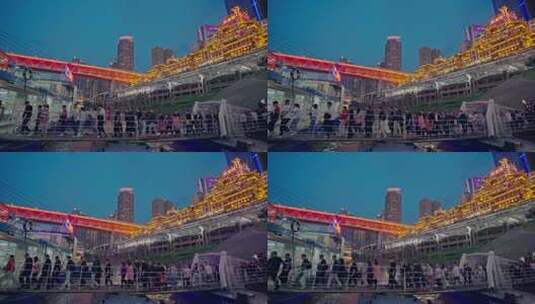 重庆两江游游客登船高清在线视频素材下载