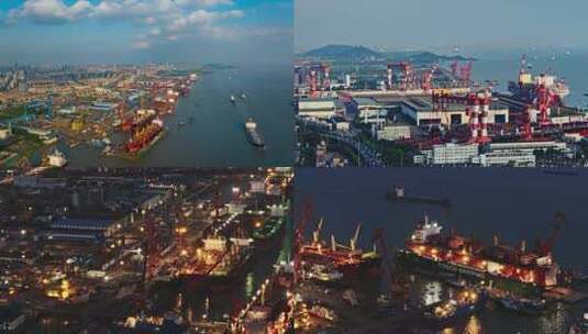 南通长江风景码头航运航拍高清在线视频素材下载