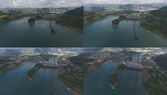 马山县百龙滩水力发电厂航拍高清在线视频素材下载