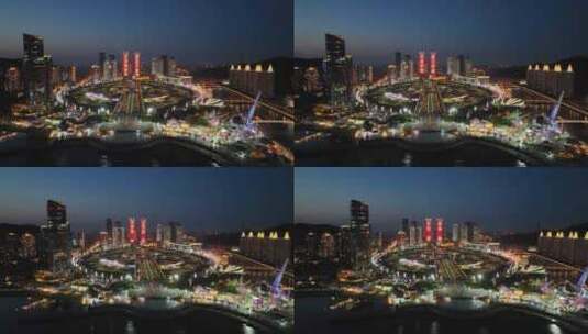 繁华都市夜景航拍高清在线视频素材下载