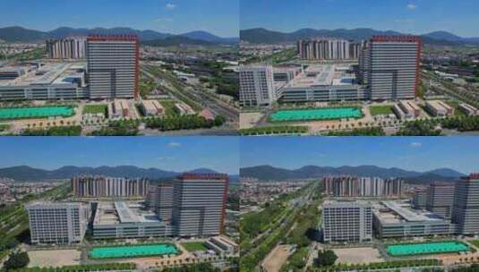 航拍福建漳州市医院建筑风光高清在线视频素材下载