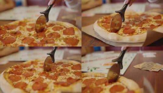 切披萨美食高清在线视频素材下载