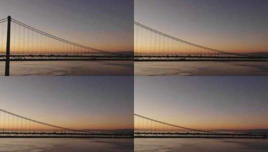 夕阳下的大桥高清在线视频素材下载