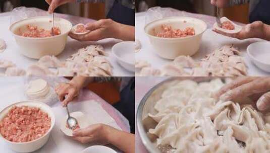 合集-包饺子煎饺子过程高清在线视频素材下载