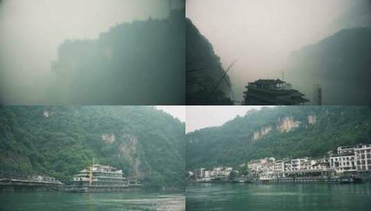 长江三峡人家古游船高清在线视频素材下载