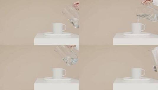倒水 水杯 桌面 咖啡杯高清在线视频素材下载