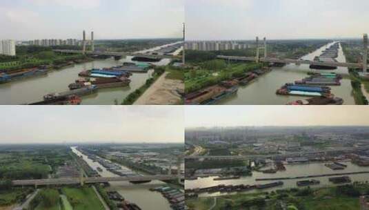 4K航拍扬州京杭大运河高清在线视频素材下载