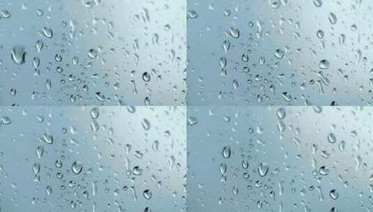 水珠雨滴从玻璃上滑落高清在线视频素材下载