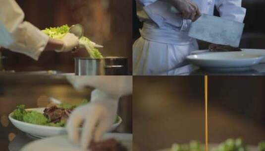大厨鹅肝制作 切鹅肝料理日料法餐鹅肝浇汁高清在线视频素材下载