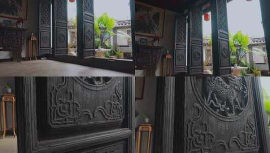 明清建筑中国风雕刻木门高清在线视频素材下载