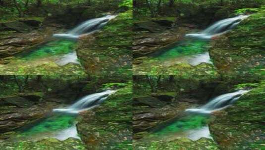 山区自然原始瀑布群延时8K原创流水水源地高清在线视频素材下载