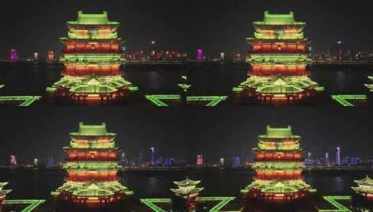 南昌滕王阁夜景航拍高清在线视频素材下载