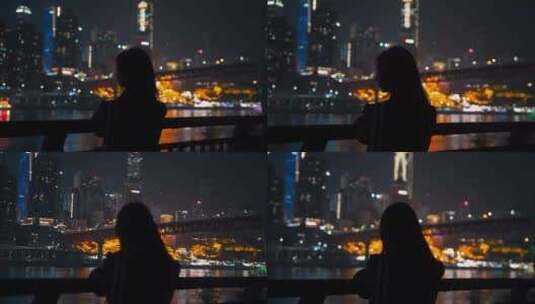城市夜晚孤独伤感女孩实拍高清在线视频素材下载