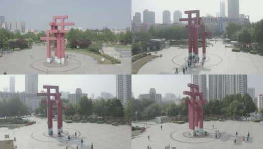 天津南开翔宇广场雕塑-栋梁高清在线视频素材下载
