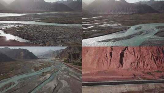 超清新疆喀什航拍公路丝绸之路旅行高清在线视频素材下载