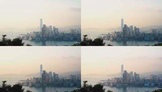 香港维多利亚港夜幕降临延时城市黄昏晚霞高清在线视频素材下载