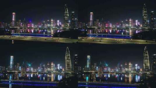 深圳夜景灯光秀高清在线视频素材下载