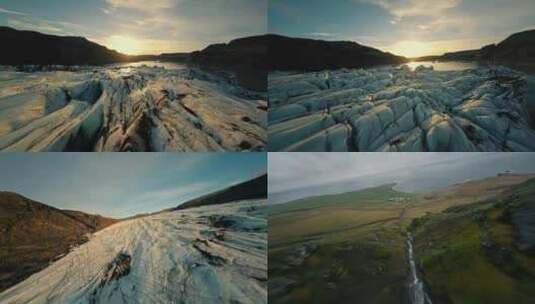 FPV无人机航拍冰岛地标冰川大海森林高山高清在线视频素材下载