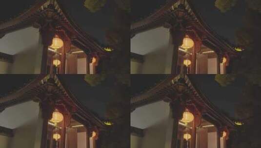 新昌大佛寺挂着灯笼的古建筑高清在线视频素材下载