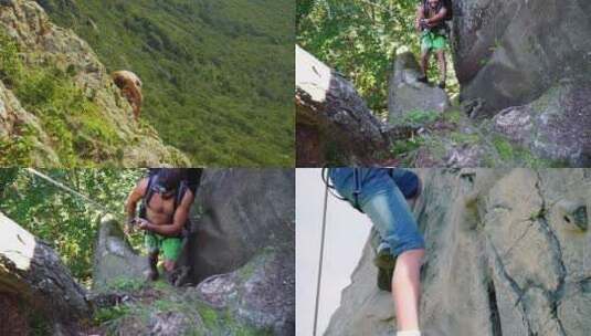 攀岩者攀爬攀岩登山户外运动极限运动高清在线视频素材下载