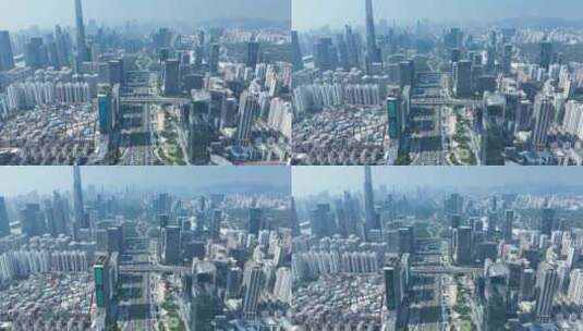 深圳航拍城市地标建筑都市风光深南大道交通高清在线视频素材下载